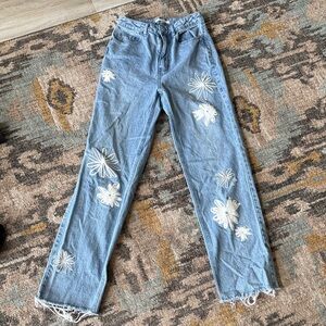PacSun Denim Jeans with White Floral Design